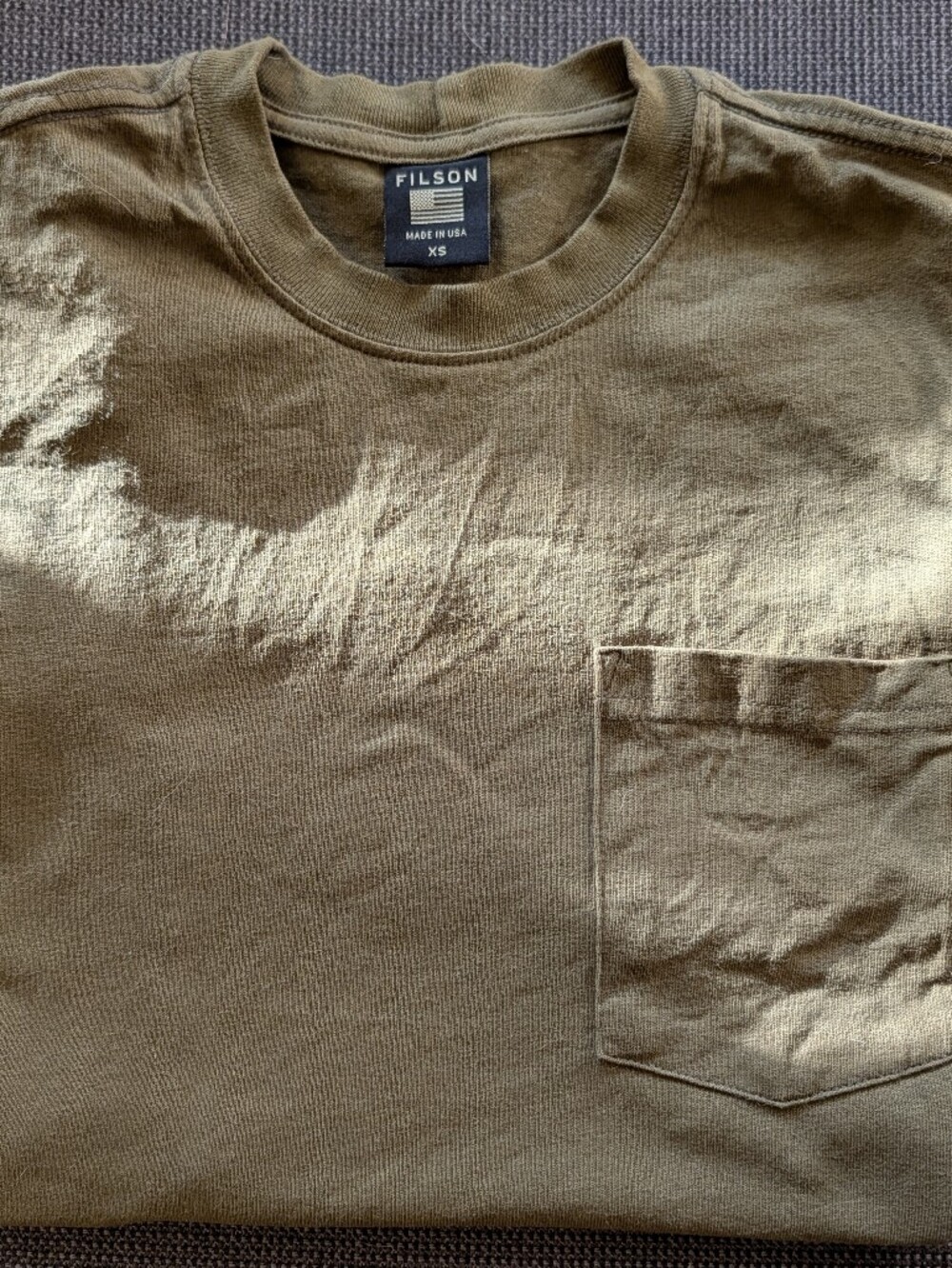Filson Olive Pocket Crew Tee Men's XS